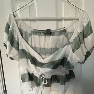 Rue21 Green and White Striped Crop Top
